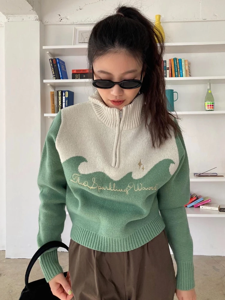 

Korobov Autumn Winter Vintage Zipper Sweater Women Casual Pullovers Y2k Clothes Korean Fashion Knitwears Pull Femme Hiver 2022