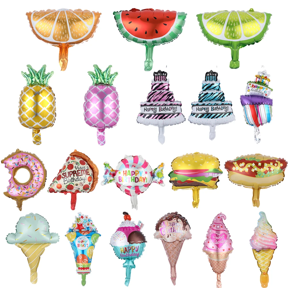 

5/10pcs Mini Ice Cream Candy Foil Balloon Birthday Cake Donut Pizza Food Balloon Birthday Party Decor Kids Inflatable Globos