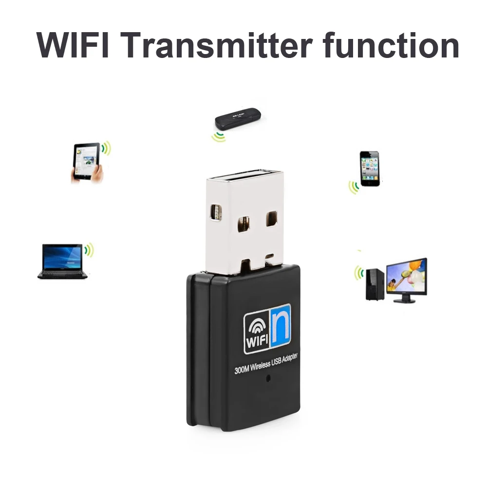 Беспроводной мини USB Wifi адаптер 802.11N 300 Мбит/с USB2.0 приемник сетевая карта для