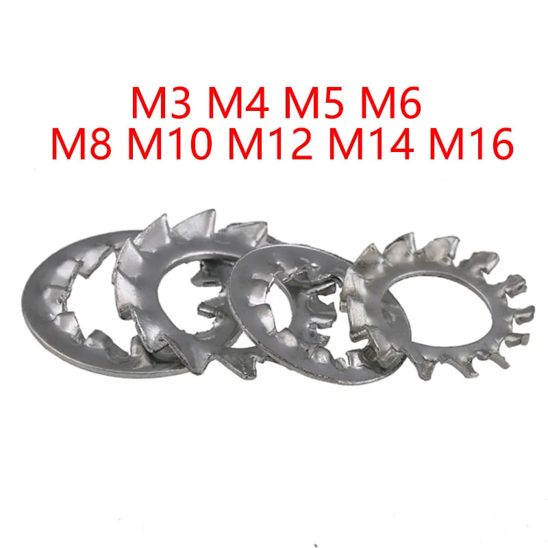 

10/20Pcs M3 M4 M5 M6 M8 M10 M12 M14 M16 304 Stainless Steel Internal Toothed Serrated Lock Washer Shakeproof Star Gasket