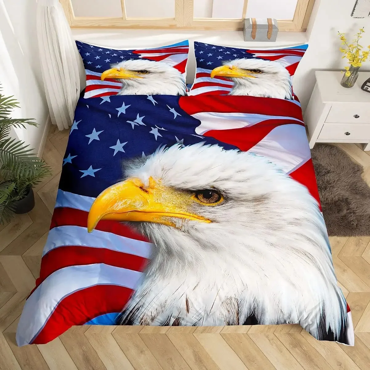 Комплект пододеяльников в Африке Воздушный вид лысиного орлана США Декоративный