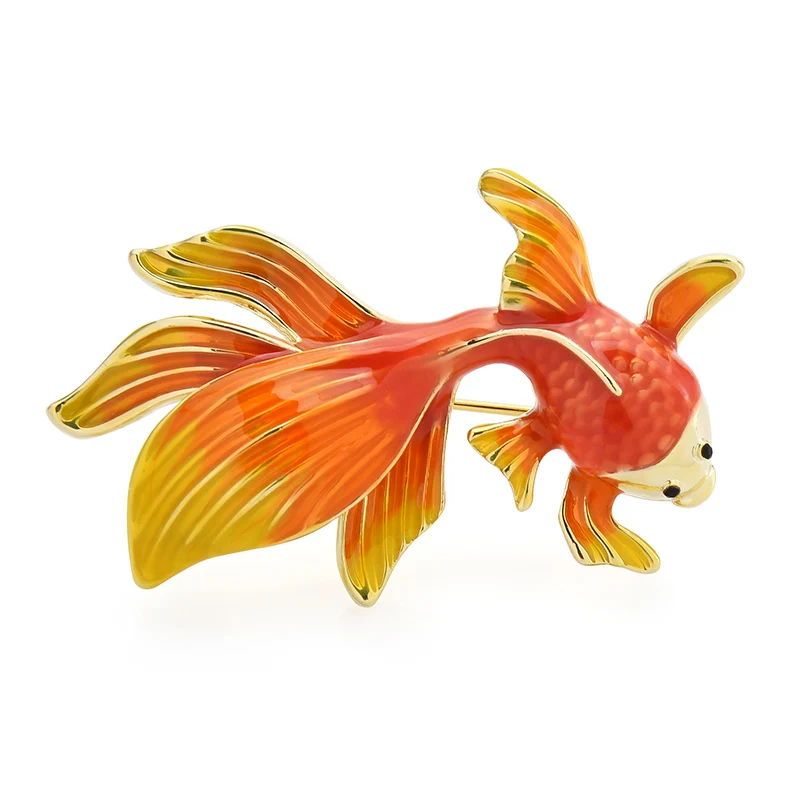 

Wuli&baby Swimming Fish Brooches For Women Men 3-color Enamel Lovely Animal Party Casual Brooch Pin Gifts