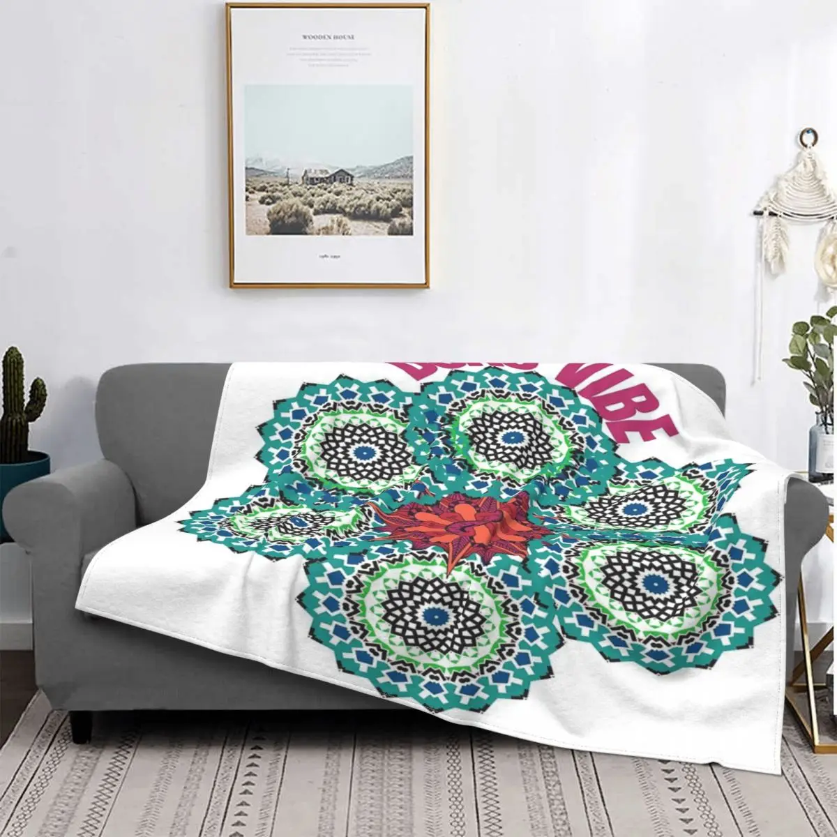 

Manta a cuadros con capucha para el sofá, colcha con diseño de Boho Vibe, color morado, para cama, de verano