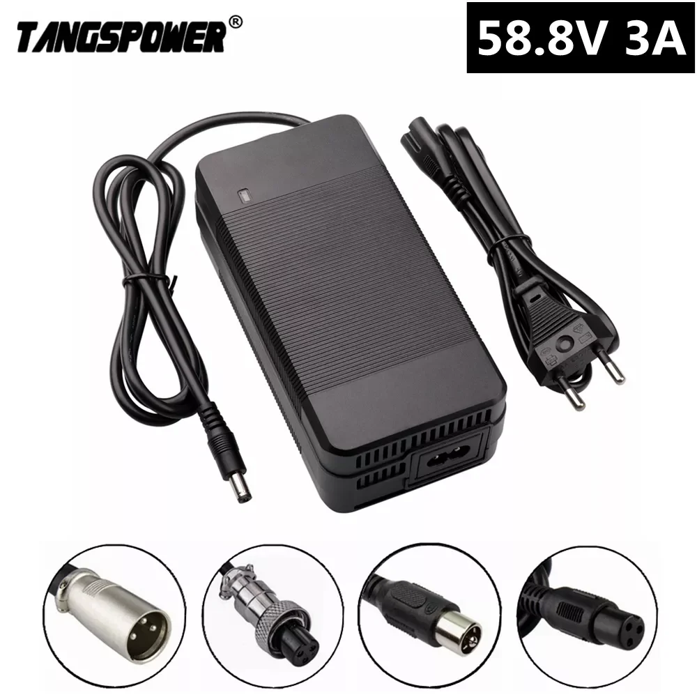 

58.8V 3A electric bike Charger For 14S 52V lithium Battery e-bike Charger High quality Strong with cooling fan