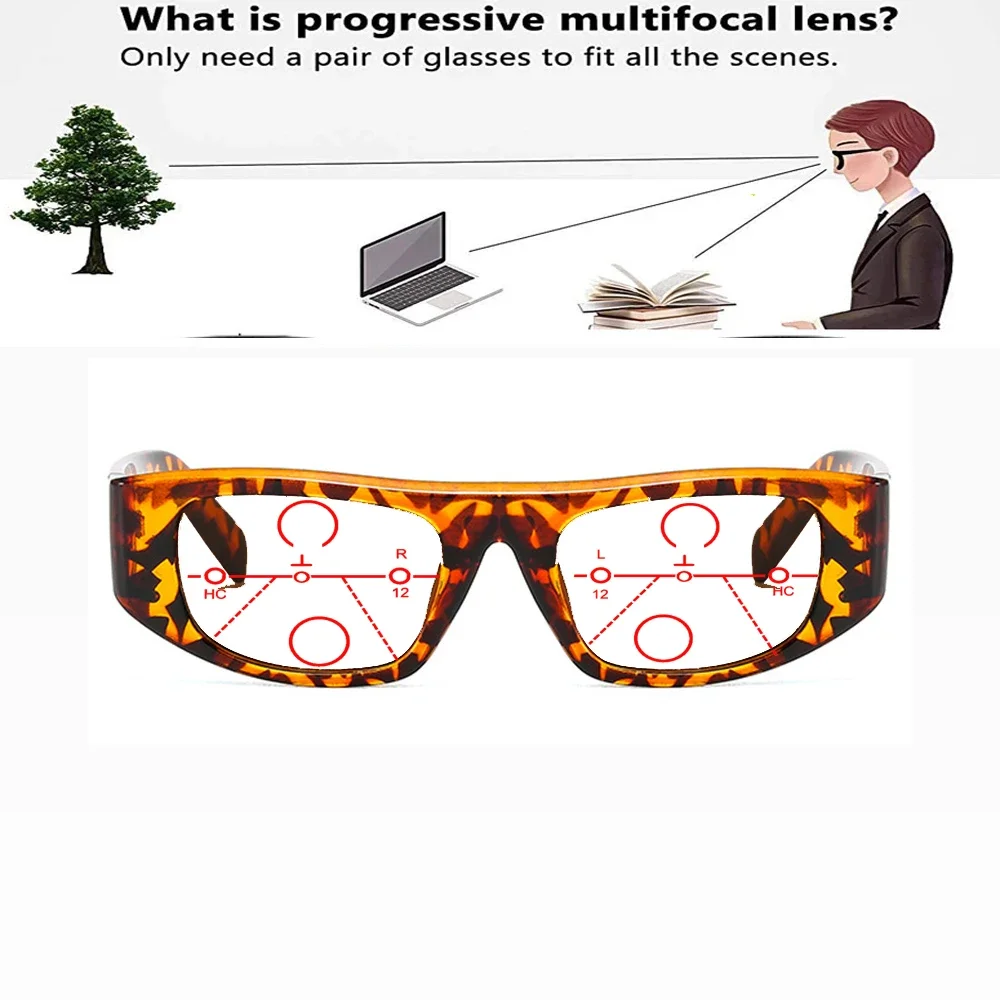 Черная прямоугольная защита глаз с широкими дужками TR90 удобные прогрессивные