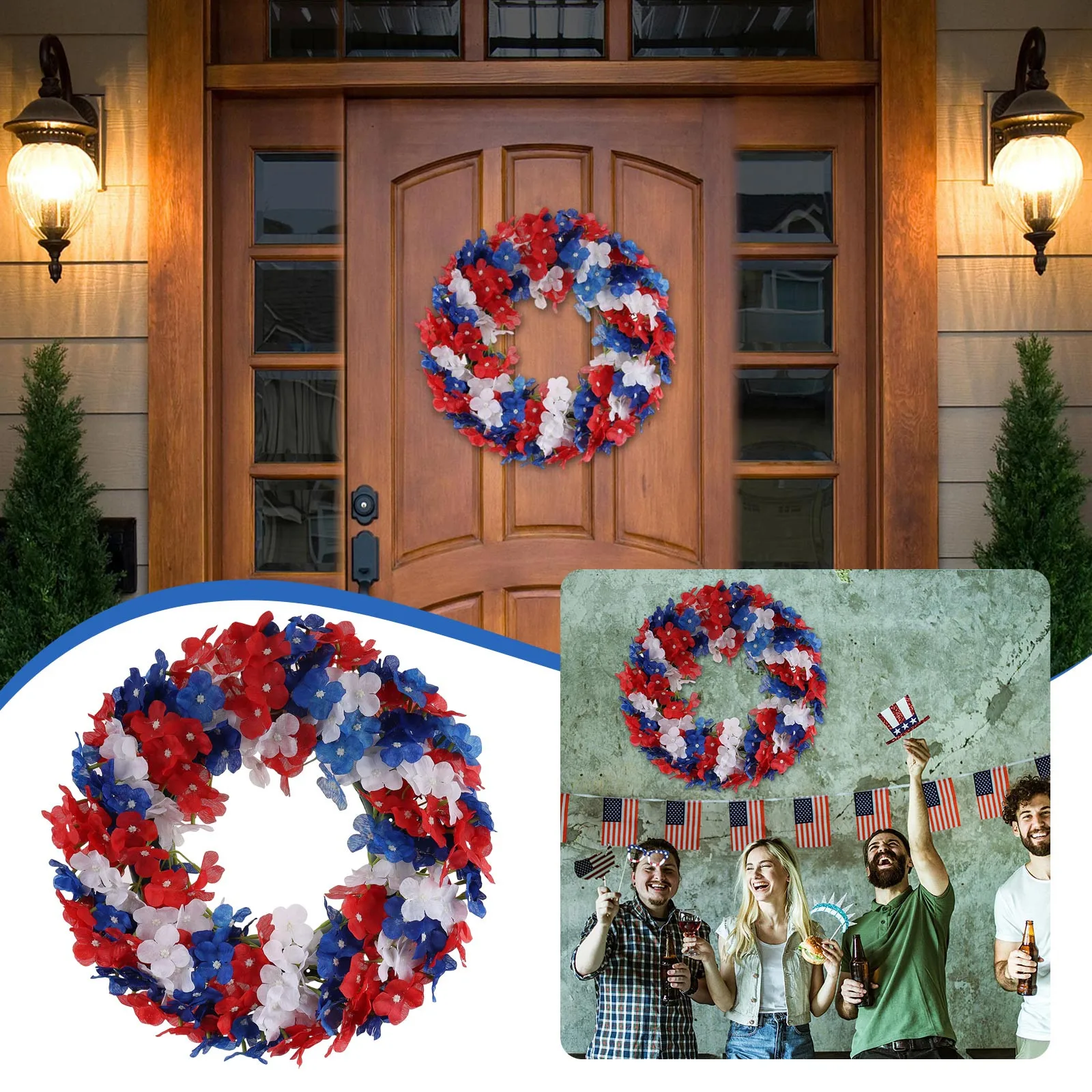 

Summer Patriotic Independence Day Wreath Memorial Day Wreaths For Front Door Festival Celebration Farmhouse Wreaths All Season