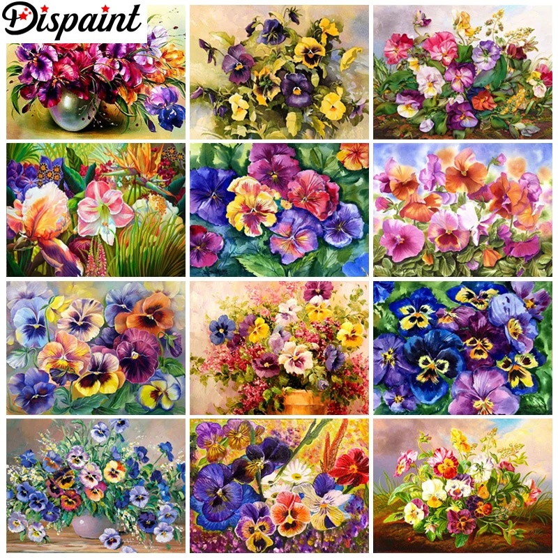 

Dispaint 5D DIY Diamond Painting "Scenery Flower" Full Drill Resin Diamond Embroidery Cross Stitch Home Decor
