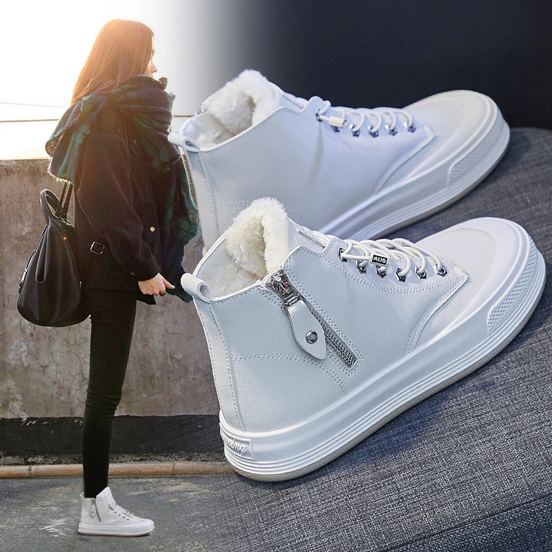 

2022 Chunky Boots Women Ankle Boots Female Shoes Plush Warm Snow Booties Winter Fur Shoes Women Sneakers Botas De Mujer