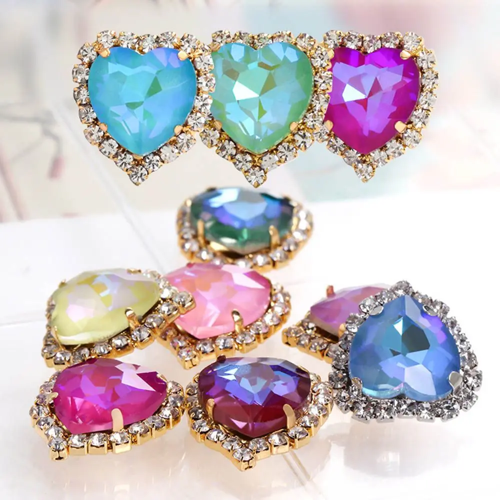 

Clothing Accessories DIY Craft Supplies Clothing Crystal Stones Heart Glass Rhinestones Sewings Button Apparel Sewing