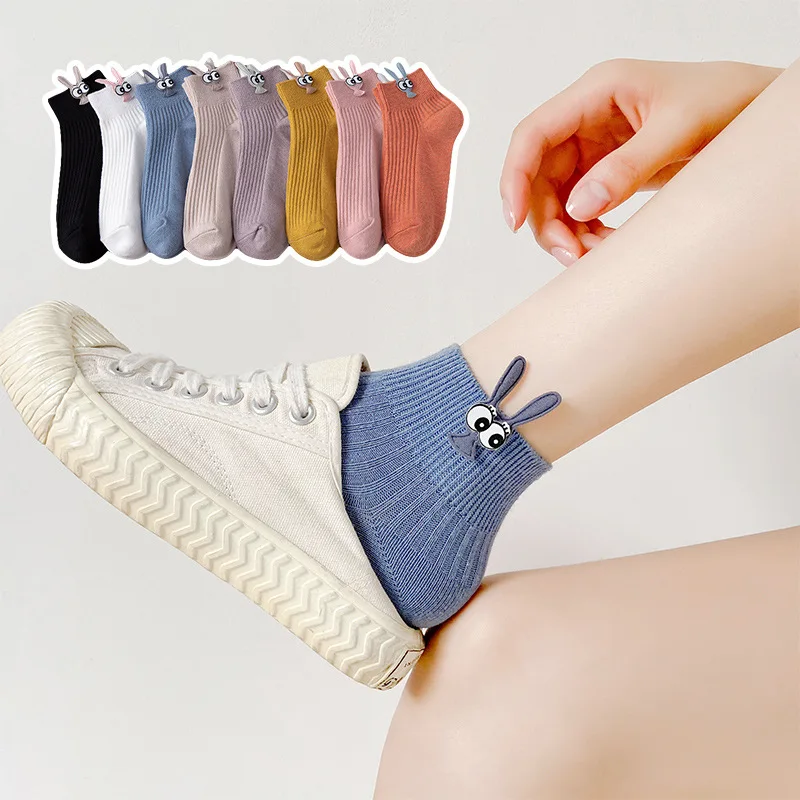 

Spring and autumn series solid color cartoon female socks cute cartoon rabbit accessories girl socks student cotton socks