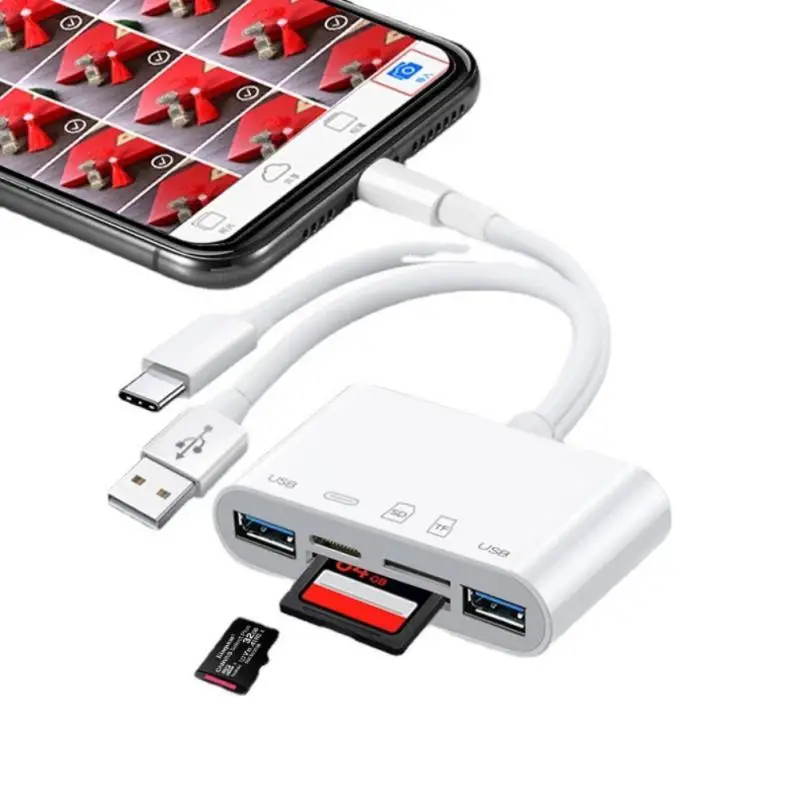 

Usb Multiport Hub Otg Usb Adapter Type-c Docking Station With Sd / Tf Card Reader Data Converter Portable Cell Phone Converter