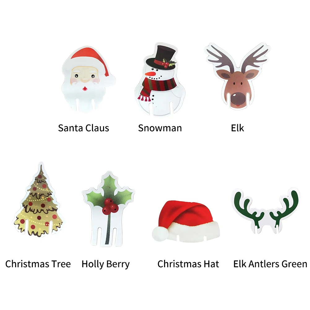 

50pcs Santa Claus Snowman Tree Wine Glass 2023 Merry Christmas Decorations For Home Table Place Cards Xmas Gift