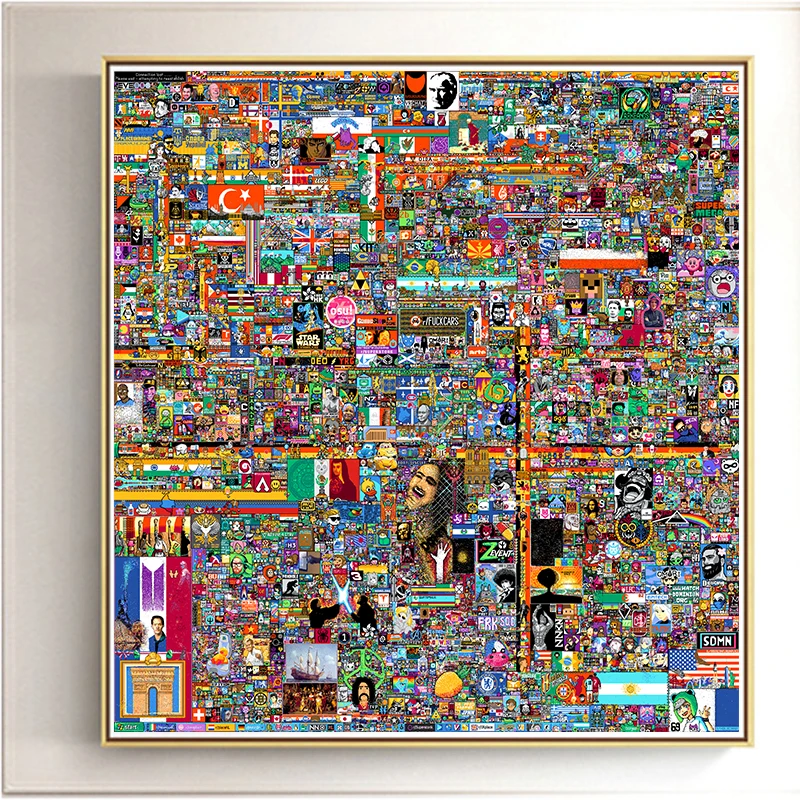 Reddit R Place Game постер печать на холсте абстрактный город смесь мозаика-головоломка