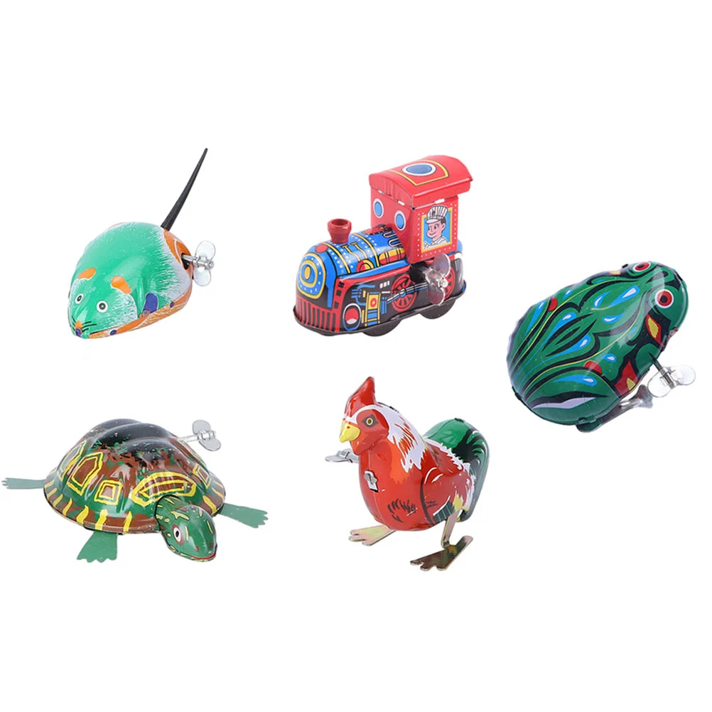 

5pcs Wind Iron Toys Cartoon Style Clockwork Toys Kids Playthings for Children