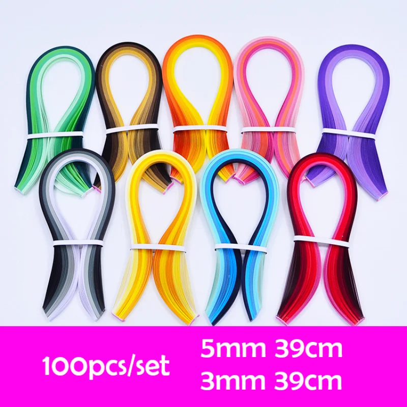 

100pcs/lot Quilling Paper Assorted Mixed Color Origami Paper Width 3/5mm Handmade Artwork Flower DIY Crafts Paper Decor Supplies