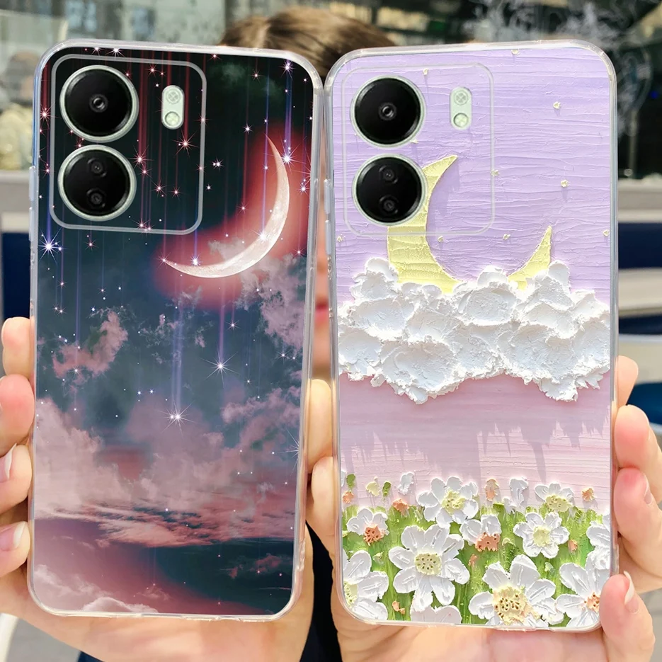 Чехол для Xiaomi Redmi 13C 4G чехол с рисунком милого кота прозрачный силиконовый мягкий