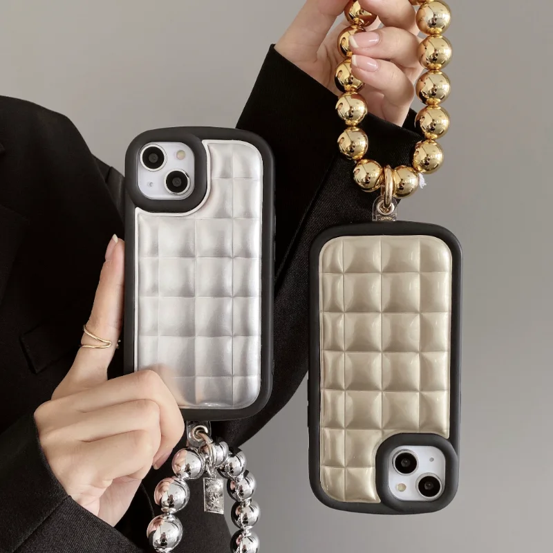 

3D Trellis Phone Case for IPhone 11 12 13 14 Pro Max Electroplated Chain Silicone Soft Case Phone Case for IPhone 13 14Plus Case