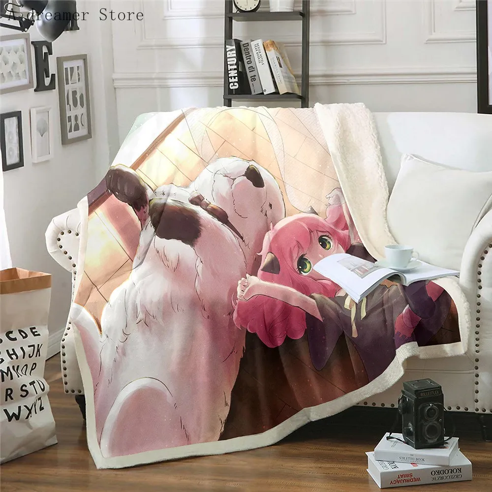 

Мультяшное Флисовое одеяло с героями аниме, шпионское семейство X, поддельный диван, одеяло для детей и взрослых, шерпа, одеяло, постельное б...