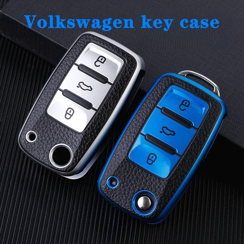 

GISAEV Leather Car Key Cover Case for Volkswagen for VW Bora Polo Tiguan Jetta Passat B5 B6 B7 Golf Beetle for Skoda Octavia