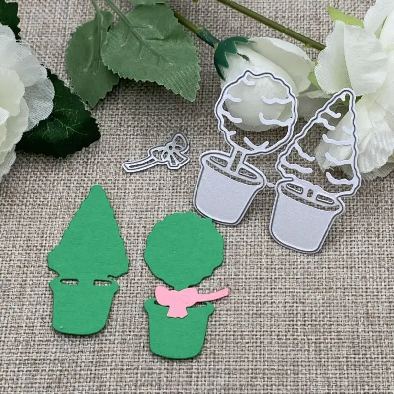 

Два горшечных растения металлические штампы трафареты для «сделай сам» Скрапбукинг декоративное тиснение ручная работа штамповочный шабл...