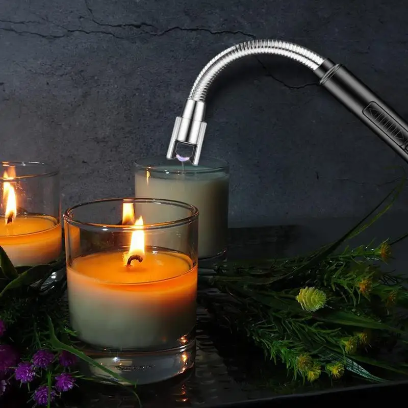 

Electric Rechargeable Kitchen Lighter Candle For Stove Windproof LED Plasma Arc Flameless Candle Long Flexible Neck Lighters BBQ