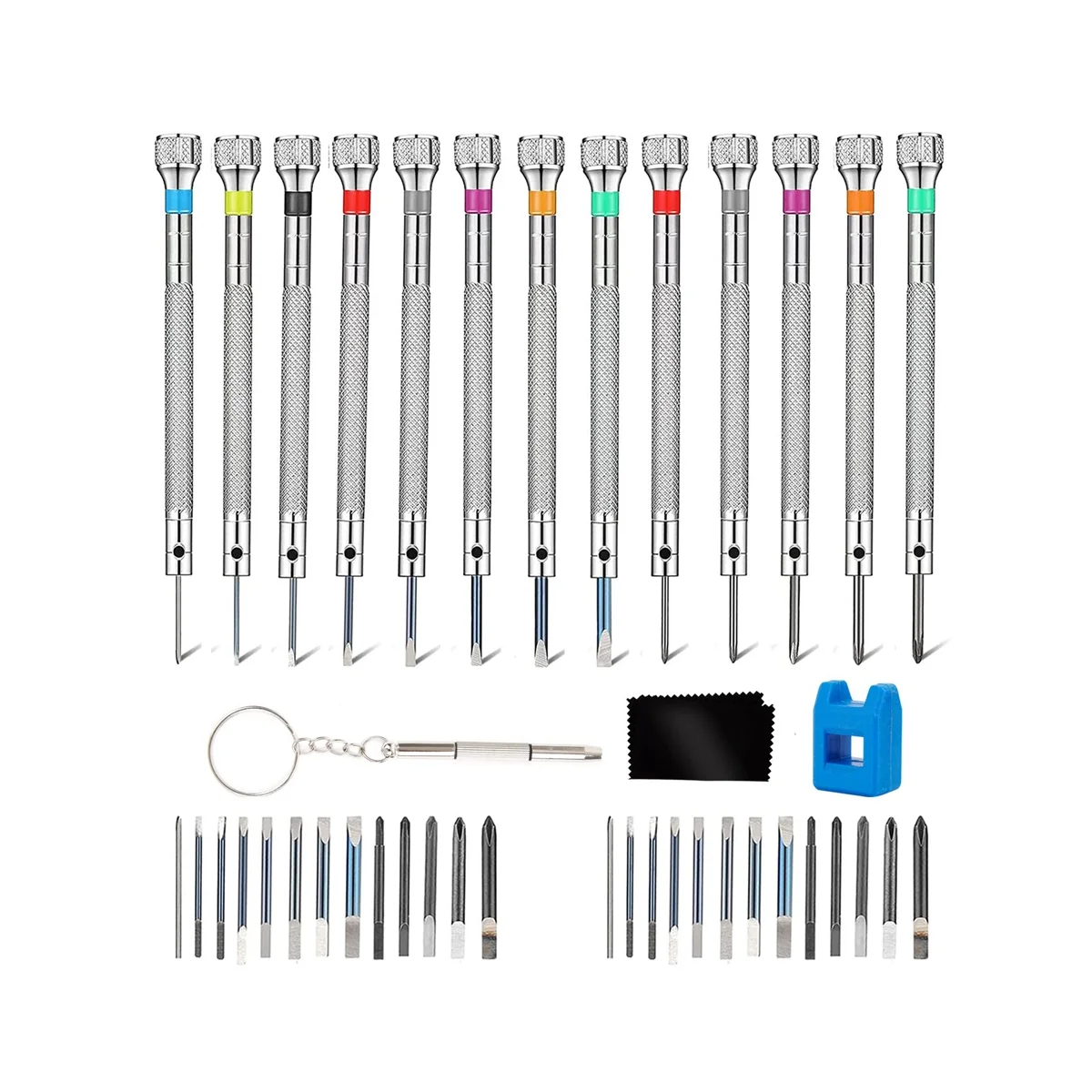 

13 Pieces Watch Screwdriver Set-Jewelers Screwdriver Set -with 26 Extra Pieces of Screwdriver Bits Tools for Watchmakers