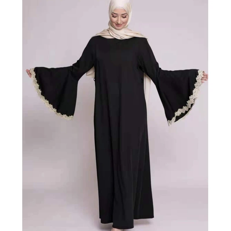 Кружевная Абая платье Wepbel, Свободное длинное платье с рукавами-колокольчиками, одежда в исламском стиле, Турция, кафтан