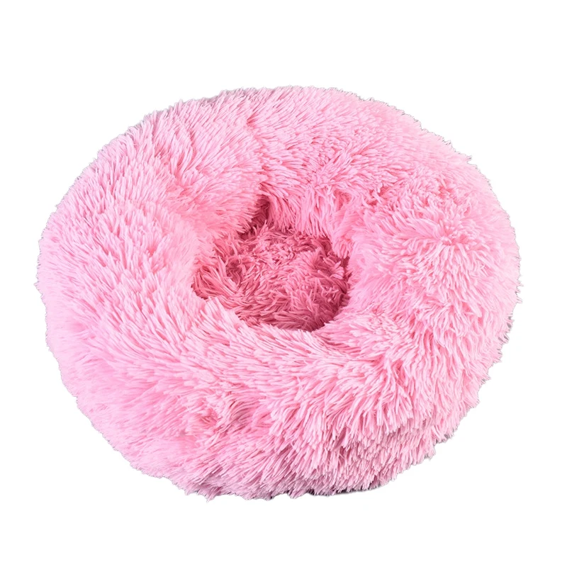 

1 Piece Super Soft Pet Bed Pink Kennel Dog Round Cats Winter Warm Sleeping Bag Long Plush Puppy Cushion
