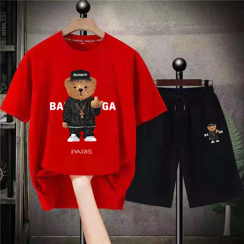 Fashion Bear Mens Luxury Short Sets Oversized Cotton Summer Suits Quality Anime Tees Shorts Outfits France Design T-Shirts Tops