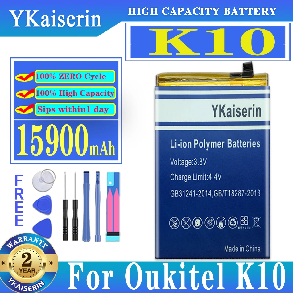

Original YKaiserin 15900mAh High Capacity Replacement For Oukitel K10 Mobile Phone Battery for Oukitel K10 Phone with Tools