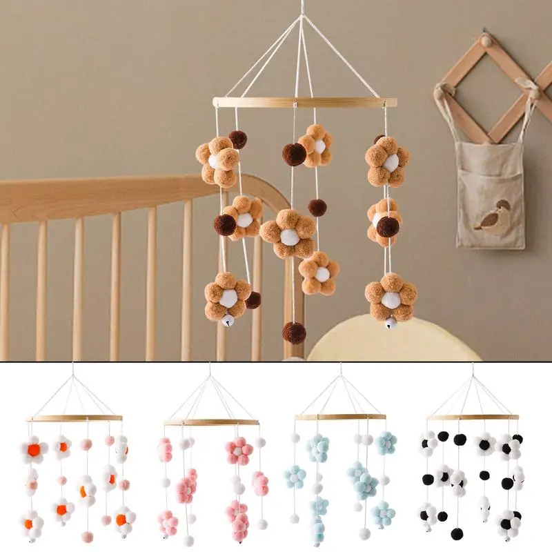 

Crib Mobile Crib Carousel for Baby Boys 0-12 Months Fit Modern Mobile for Bassinet Colorful Flowers Small Fur and Bells