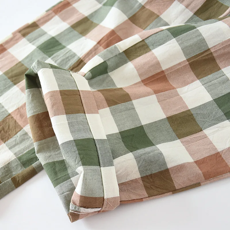 Pajamas Women's Cotton Plaid Universal for Seasons Thin Section with Side Pockets Can Be Worn Outside Home Pants Casual Trousers
