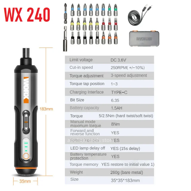 

WORX WX242 Беспроводной шуруповерт