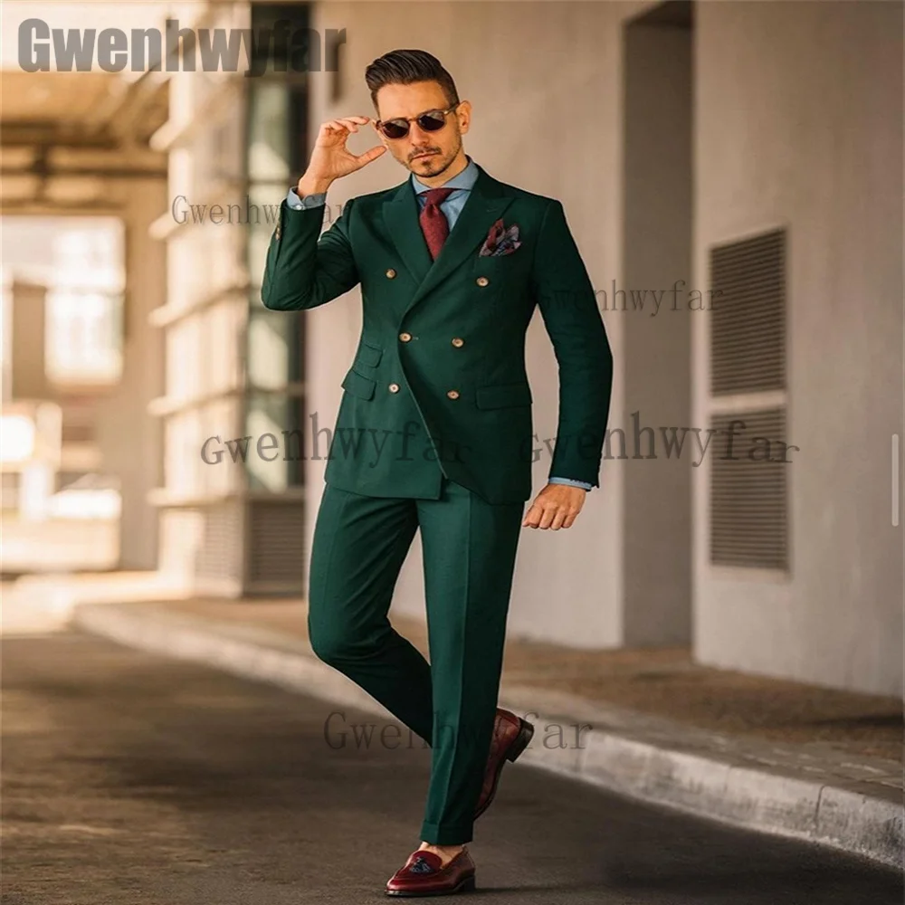 

Свадебные костюмы Gwenhwyfar для мужчин 2022, элегантные мужские костюмы, облегающий полный мужской костюм, зеленый пиджак и брюки, мужской костюм ...