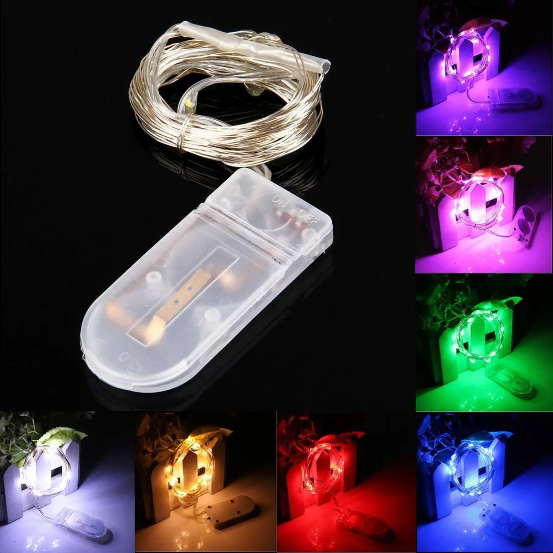 

2pcs Festoon LED Copper Wire Battery Light Garland Outdoor LED Wedding Party Decoration Fairy String Light Christmas Home Decor