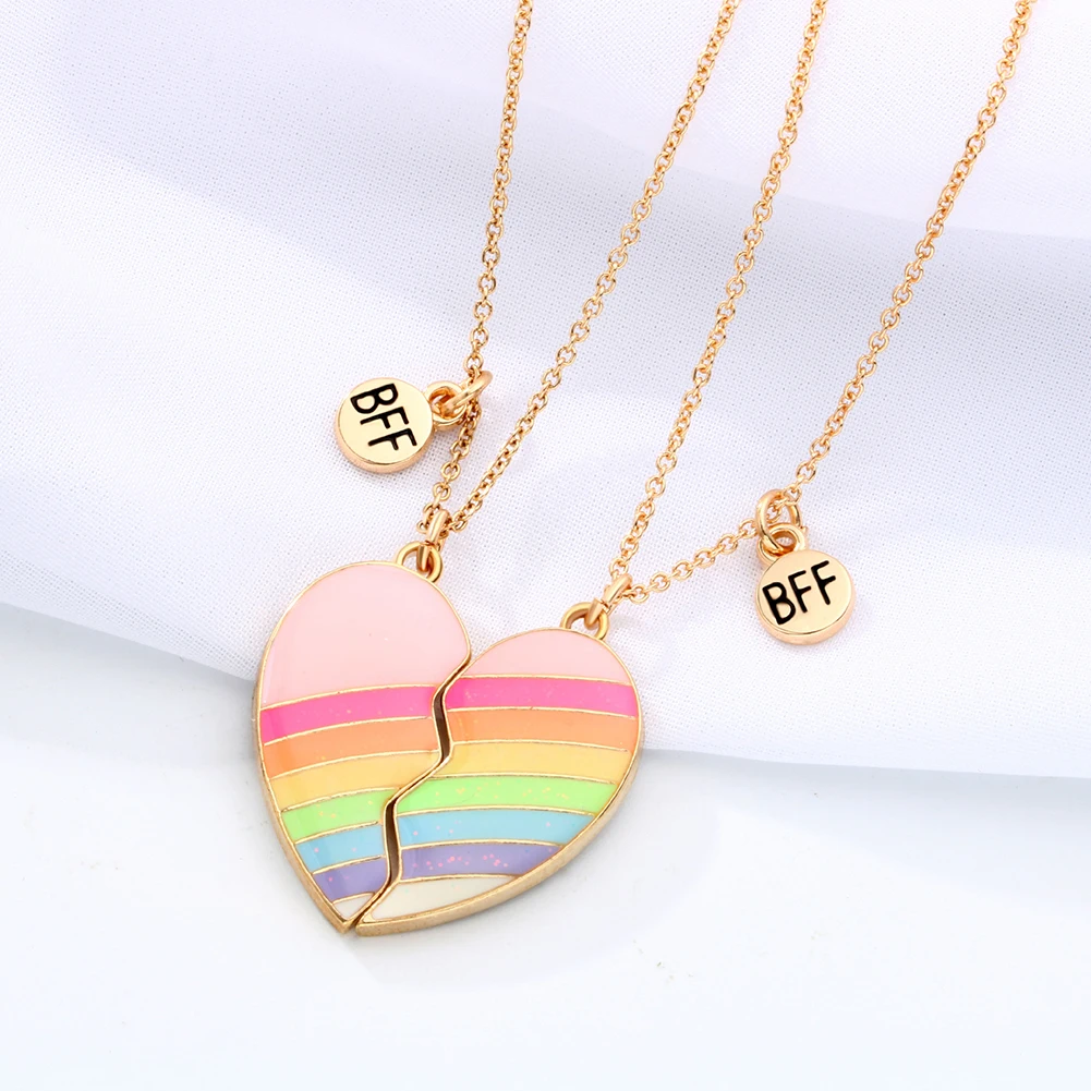 

1 Pair Heart-shaped Best Friends Necklaces Couples Chain Friendship Gifts A Girl Magnetic Necklace
