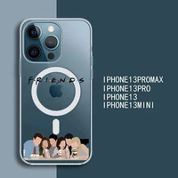 friends tv show phone case transparent magsafe magnetic magnet for iphone 13 12 11 pro max mini wireless charging cover