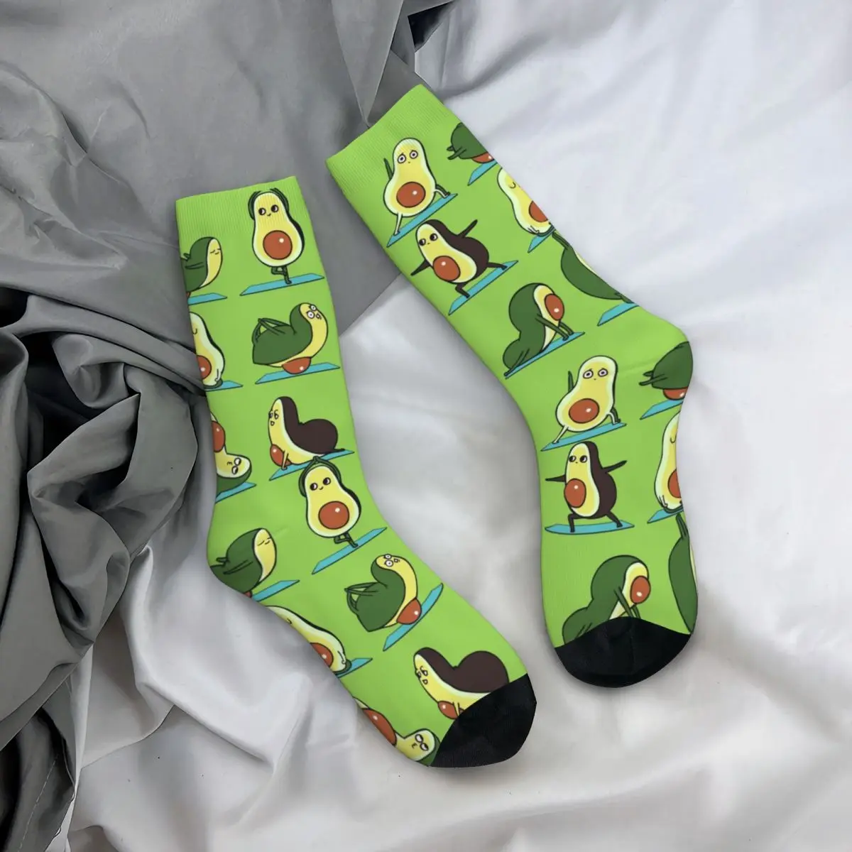

Crazy Design Avocado Yoga Green Football Socks Polyester Long Socks for Unisex Breathable