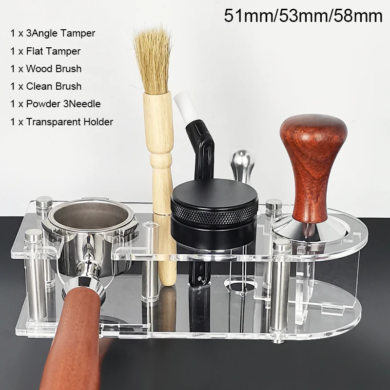 

Barista Espresso Coffee Tamper51/53/58mm Base Clear Body 304 Stainless Steel Coffee Press Coffee Dual-Sided Powder Hammer