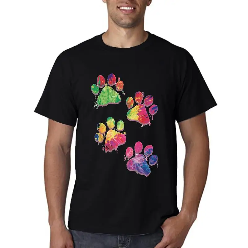 

Женская летняя футболка с рисунком акварельной лапы и собаки, с коротким рукавом