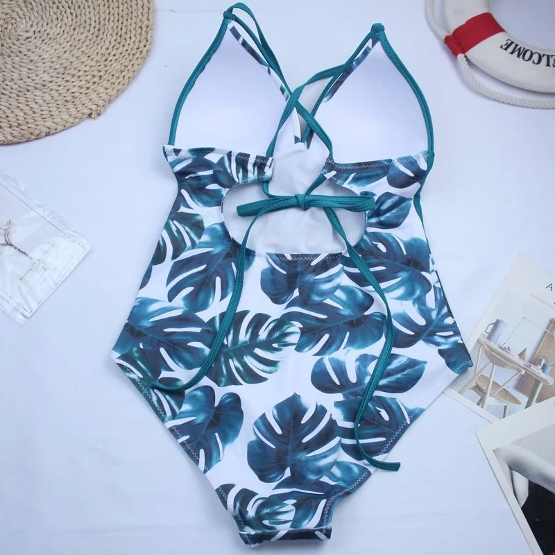 Новый Цельный купальник на бретельках женские комплекты бикини с V-образным