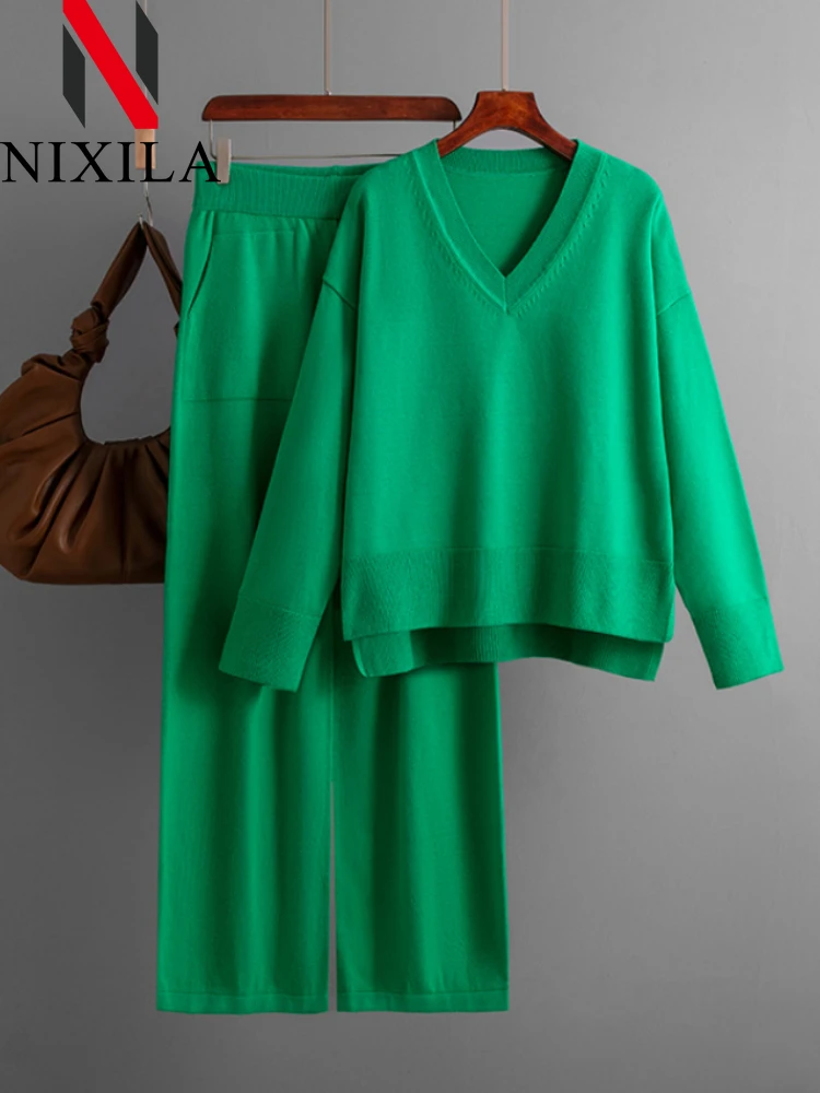 Женский Осенне-зимний Комплект Свитеров Повседневный Теплый Пуловер Топ С
