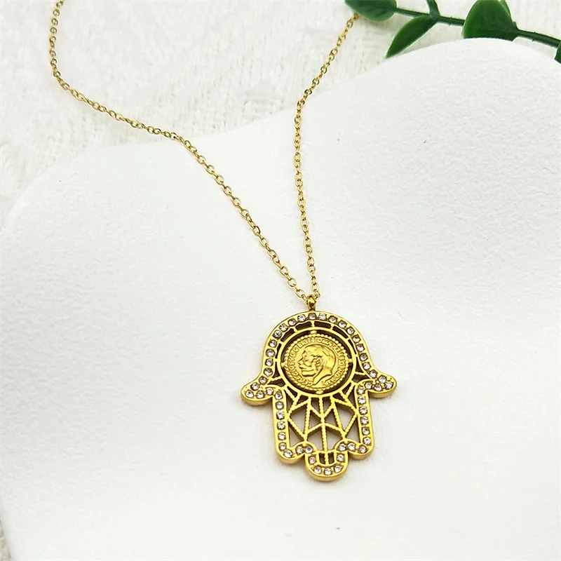Ожерелье С Подвеской В Виде Руки Hamasa Fatima Унисекс Золотого Цвета Цепочка Из