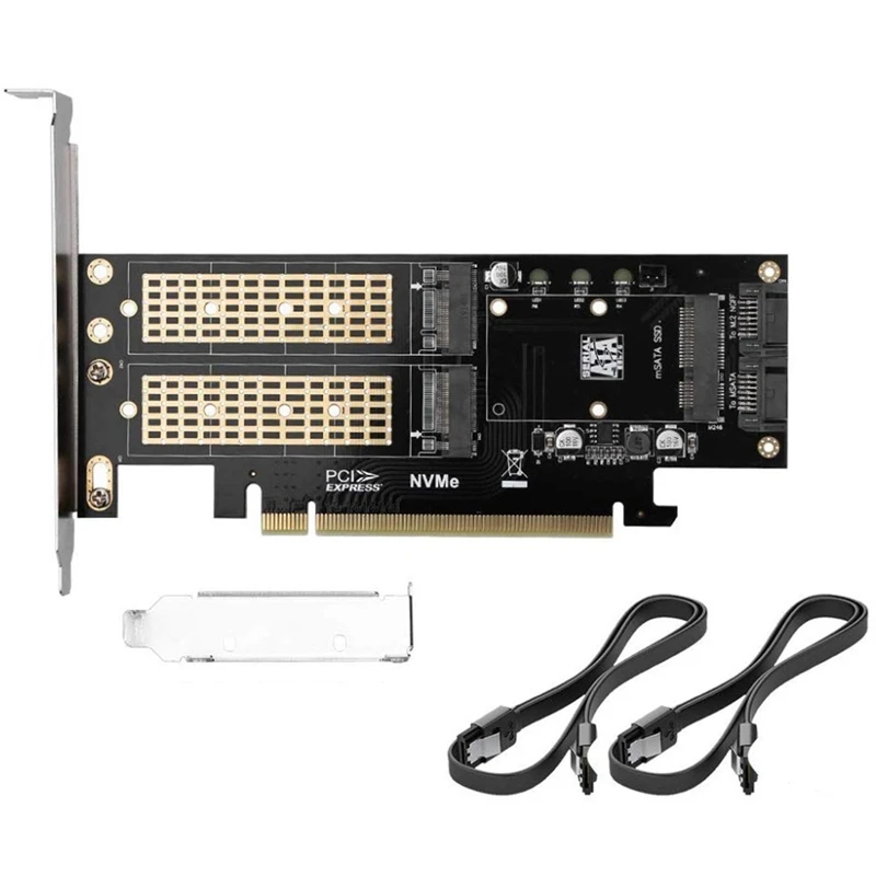 

3 в 1 адаптер NGFF и MSATA SSD, карта M.2 NVME на Pcie 16X/M.2 SATA SSD на SATA III к SATA, конвертер + 2 кабеля SATA
