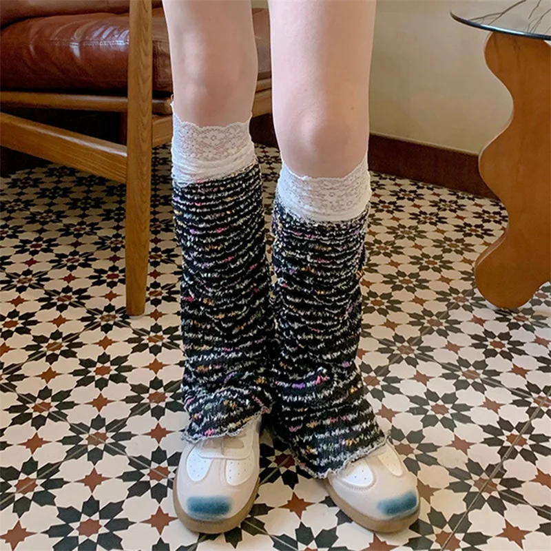 Новые модные женские летние гетры с разноцветными точками кружевной отделкой