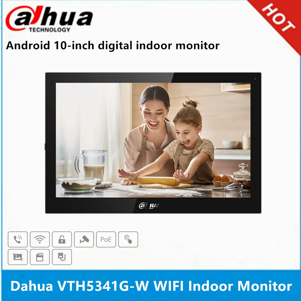 Внутренний 10-дюймовый цифровой внутренний монитор Dahua Intercom VTH5341G-W PoE(802.3af) Ethernet и