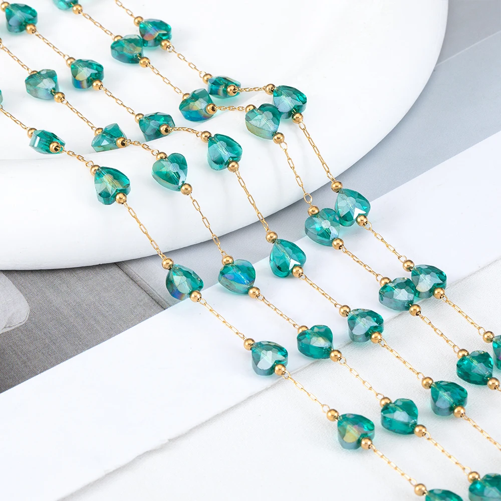 Цепочки из нержавеющей стали с кристаллами в форме сердца для девушек цепочки