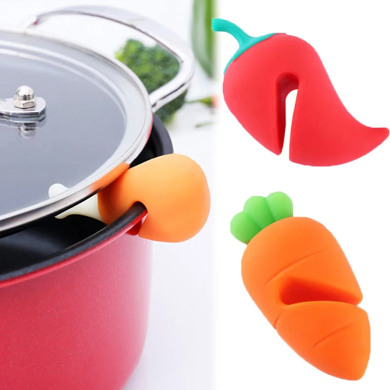 

Creative Pepper Carrot Chicken Thigh Shape Overflow Stopper Cute Silicone Spill-proof Pot Lid Rack Pot Cover Lifter Kitchen Tool