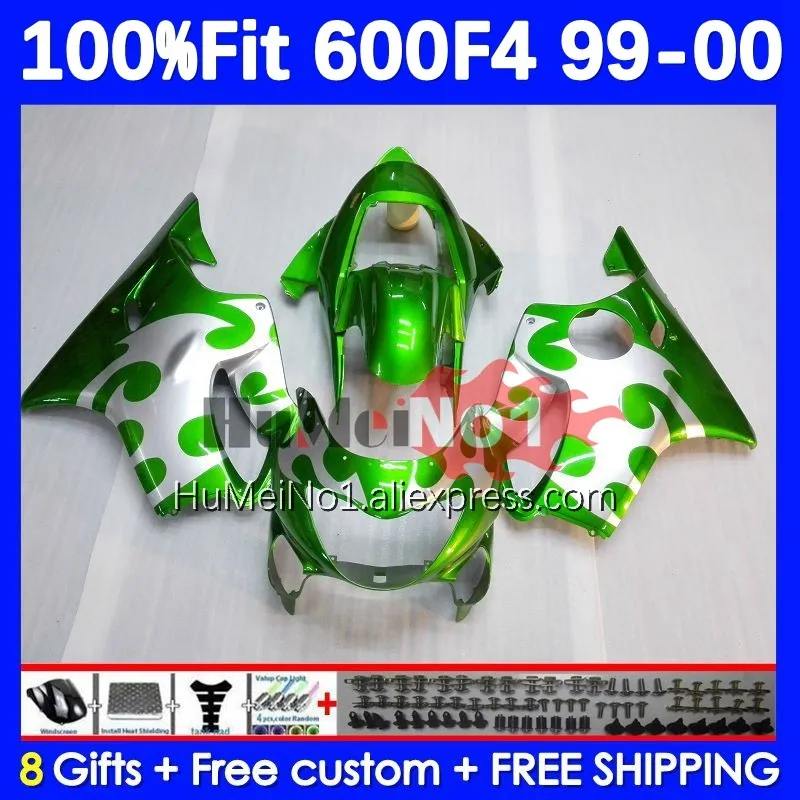 

Injection Body For HONDA CBR 600 F4 FS CC 600F4 600CC 600FS 153No.79 CBR600F4 99 00 green silver CBR600 F4 1999 2000 OEM Fairing