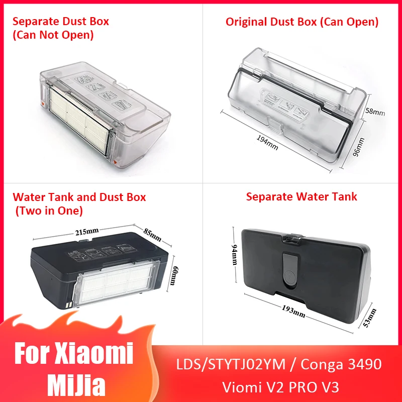 

For Xiaomi Mijia Mop Pro STYTJ02YM / VIOMI V2 PRO / V3 Robot Vacuum Cleaner Water Tank Dust Box 2 in 1 DustBox WaterTank Parts